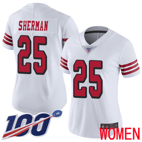 San Francisco 49ers Limited White Women Richard Sherman NFL Jersey #25 100th Season Vapor Untouchable